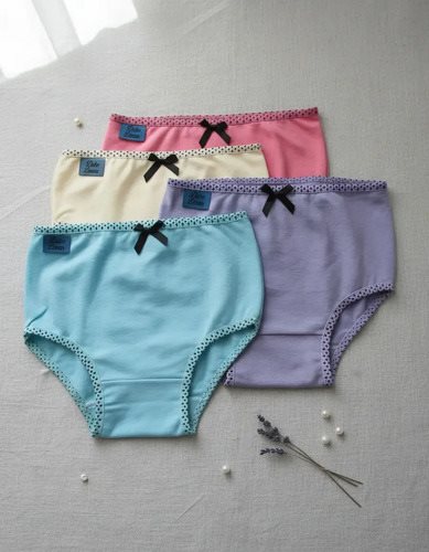 Pack X 3 Bombachas Ropa Interior Estampadas Niña Algodon Surtido Estampado / Lisas Con Vivo Bordado 4
