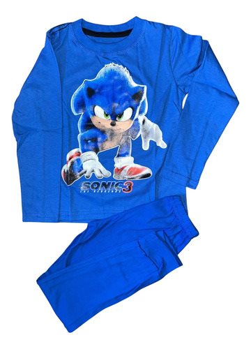 Conjunto Manga Larga Pijama Invierno Sonic Niños