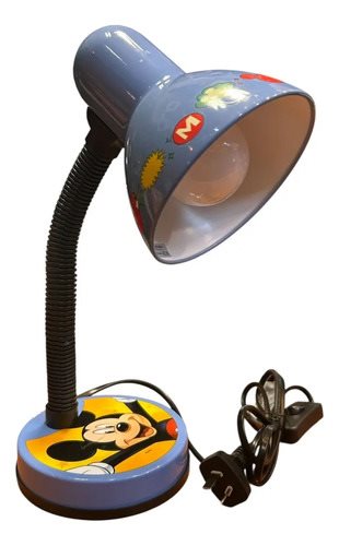 Lampara Luz De Noche Velador De Mesa Niños Mickey Disney Negro Celeste